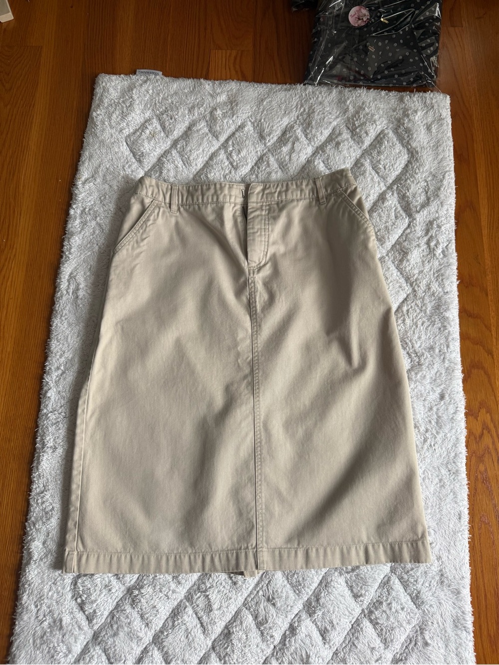 Kim Rogers Neutral Tan Midi Skirt with Elastic Waist